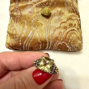 Vintage Barbara Bixby 925 Silver and 18k Gold Ring with Limon Quartz size 7